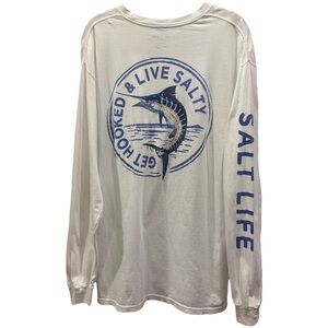 Salt Life White and Blue Graphic Long Sleeve Tee